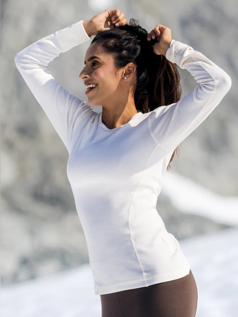 Woolx Hannah Merino Wool Long Sleeve Base Layer Top Buttercream M